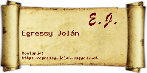 Egressy Jolán névjegykártya