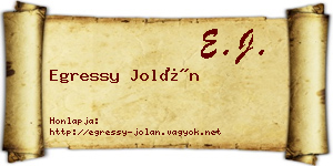 Egressy Jolán névjegykártya